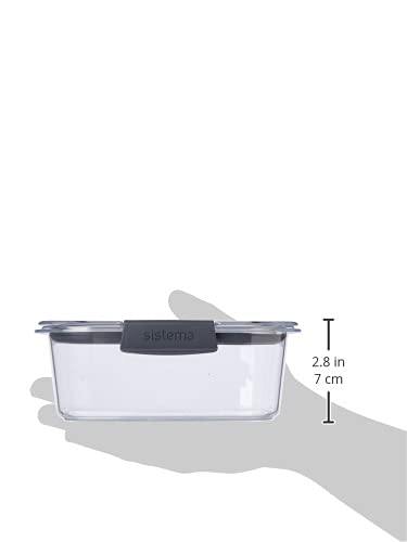 Sistema Brilliance Food Storage Container | 920 ml | Leakproof Tritan Stackable Food Prep Container with Lid | BPA-Free | Grey/Clear Single