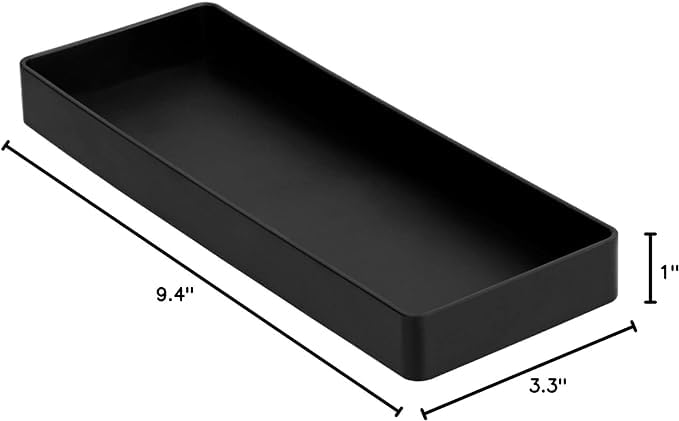 Amazon Basics Rectangular Plastic Organizer, Half Accessory Tray, Black