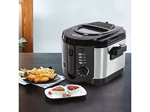 Tower T17001 Deep Fat Fryer with Adjustable Thermostat, 2L, 1500W, Black 2 Litre