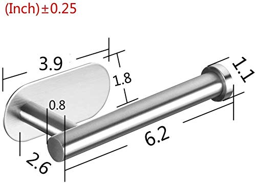 Toilet Roll Holder Self Adhesive - Toilet Paper Holder for Bathroom Stick on Wall Stainless Steel Brushed by ZUNTO Roll Length-15CM