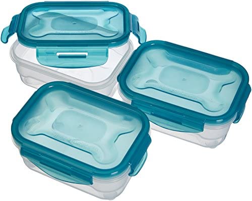 Amazon Basics Air-Locked 3-Piece Food-Storage Set, 3 x 0.6 Liter - Light Blue 0.6L