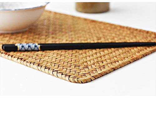 6 Pack, Rectangular Woven Rattan Placemats, Natural Seagrass Table Mats for Dinner Table (43 x 30 cm) Set of 6