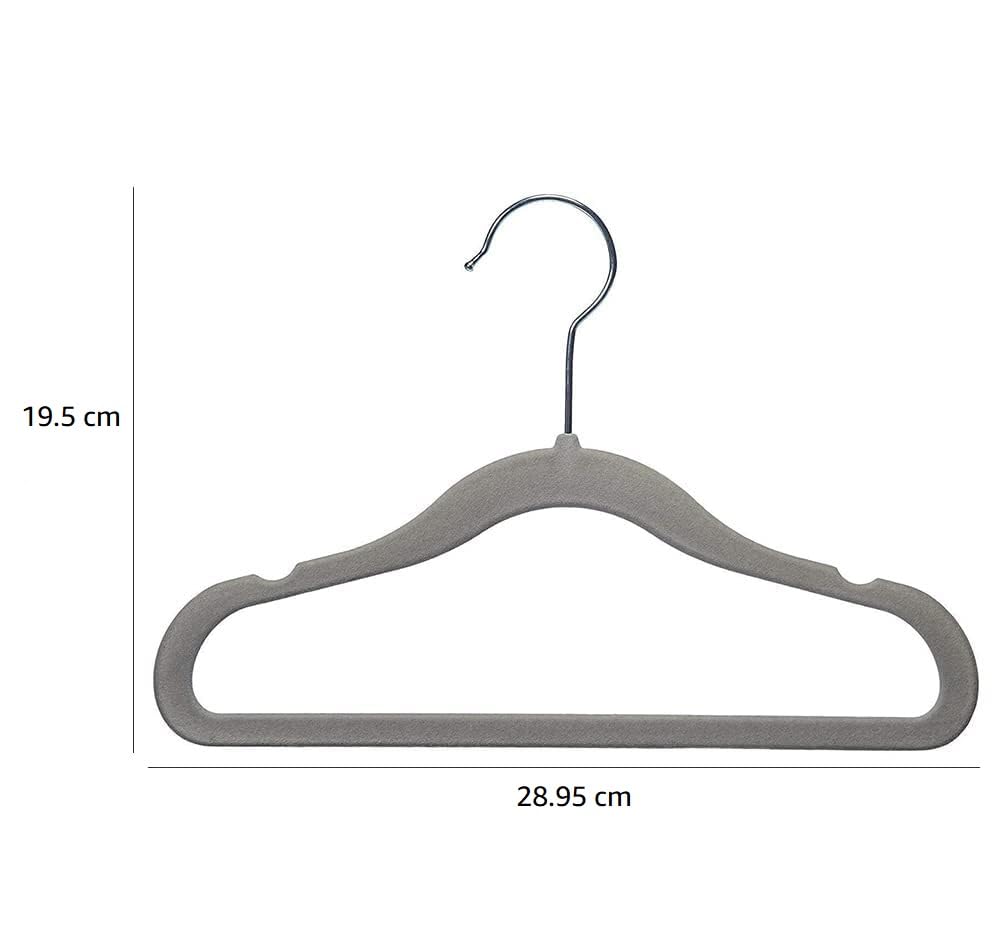 Amazon Basics Children's Velvet Non-Slip Hangers for Baby Toddler and Kids Clothing and Coats - Grey, 30-Pack Pack of 30