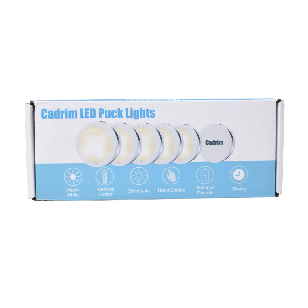 Cadrim Night Lights 6 Pack Under Cabinet Lights Closet Lighting Wardrobe Cupboard Lights with Remote Controls Battery Powered LED Lights Kitchen Bookcase Showcase Brightness Adjustable Wireless Timer 6 PCS White