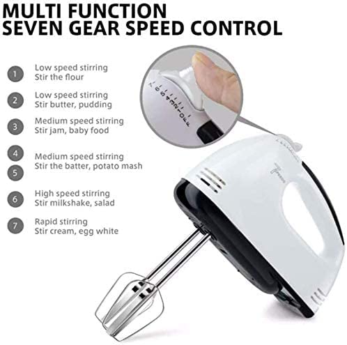 Hand Mixer, Electric Cake Whisk Food Mixer for Baking Self-Control/Turbo Boost + 4 Stainless Steel Accessory Food Beater for Cake Bread Size 2