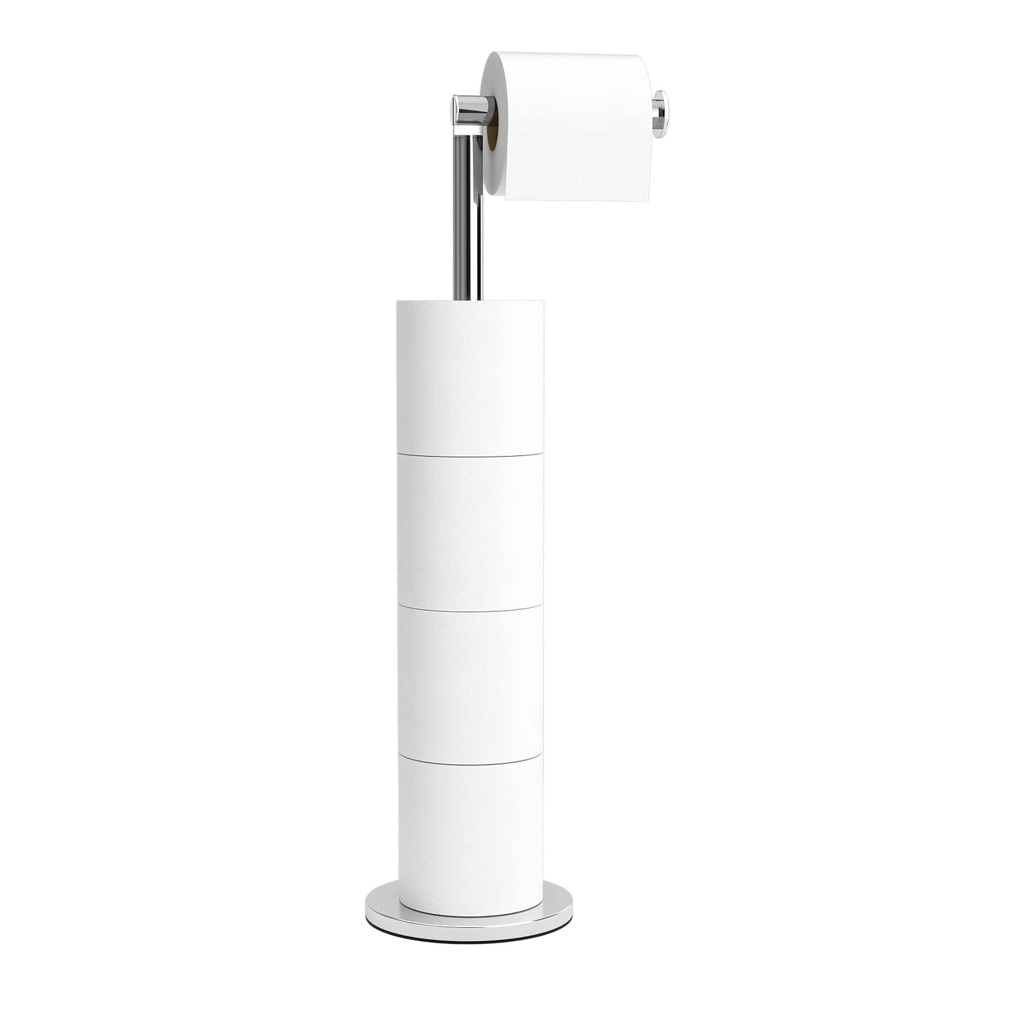 Folding Toilet Paper Roll Holder, Freestanding Toilet Roll Holder, Stainless Steel Paper Storage Holds 5 Paper Rolls, Modern Rust Proof Pedestal Toilet Paper Stand, Large Capacity Bathroom Cabinet Chrome