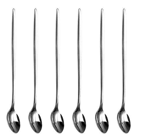 Pack of 6 - Long Handle Stainless Steel Latte Spoons Ideal for Coffee Dessert & Ice Cream Sundae by Kitchen Stars 1