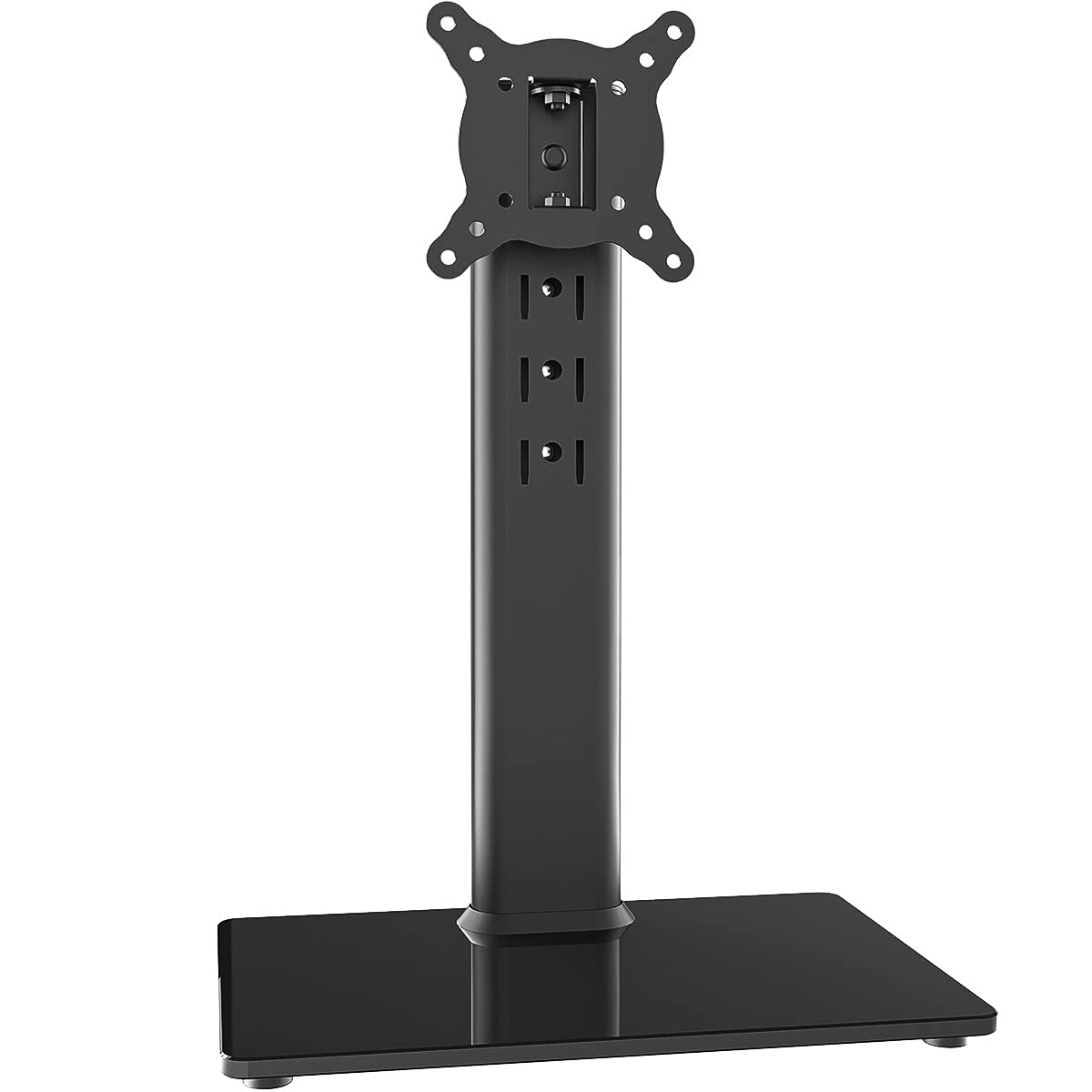 Universal Swivel TV Stand/Base Table Top TV Stand for 13 to 32 inch TVs with 100 Degree Swivel, 4 Level Height Adjustable, Heavy Duty Tempered Glass Base, Holds up to 35kg HT07B-001P