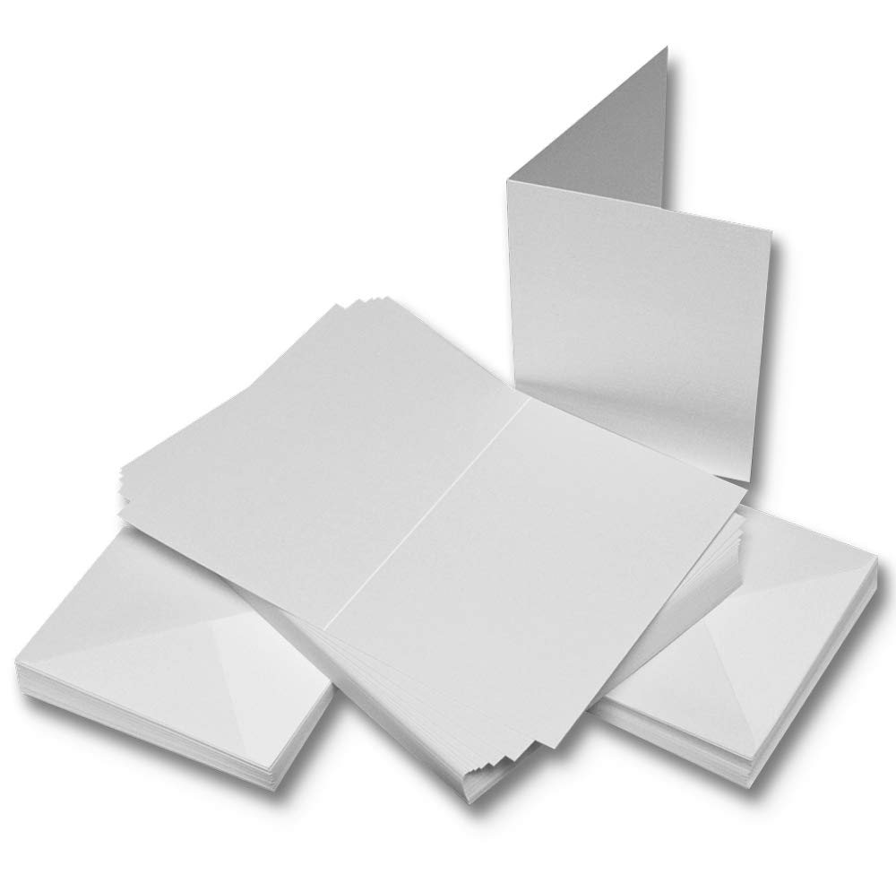 Craft UK 289 5 x 7 inch Card and Envelope pack of 50 - White White Straight Edge 5X7 Single