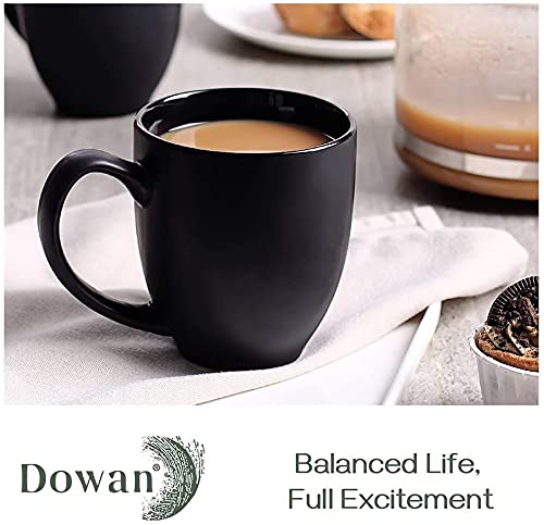 DOWAN 16 OZ Coffee Mug Set of 6, Coffee Mugs with Large Handles for Men, Women, Ceramic Cup for Coffee Tea Cocoa, Easy to Clean & Hold, Mugs for Christmas, New Year, Birthday, Party Black