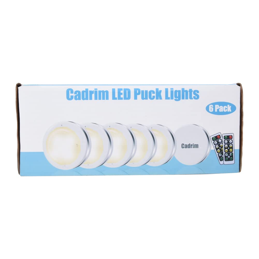 Cadrim Night Lights 6 Pack Under Cabinet Lights Closet Lighting Wardrobe Cupboard Lights with Remote Controls Battery Powered LED Lights Kitchen Bookcase Showcase Brightness Adjustable Wireless Timer 6 PCS White