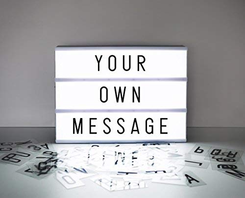 A4 Cinematic Light Box Sign - 105 Letters and Colour Emojis - USB or Battery Operated - USB Cable Included - Vintage Cinema LED Sign