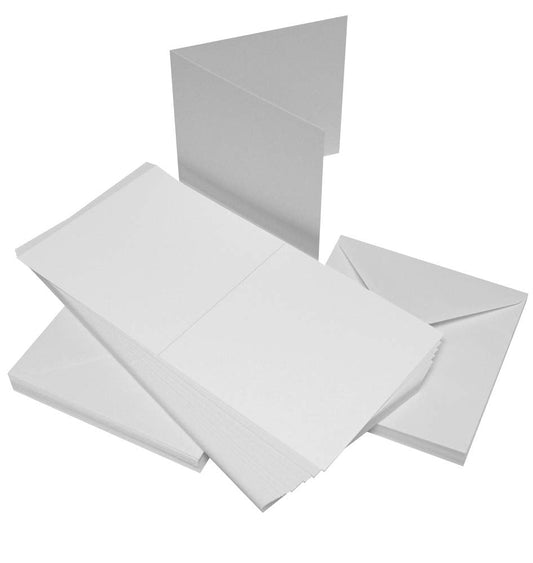 Craft UK 289 5 x 7 inch Card and Envelope pack of 50 - White White Straight Edge 5X7 Single