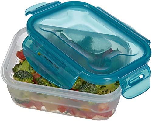 Amazon Basics Air-Locked 3-Piece Food-Storage Set, 3 x 0.6 Liter - Light Blue 0.6L