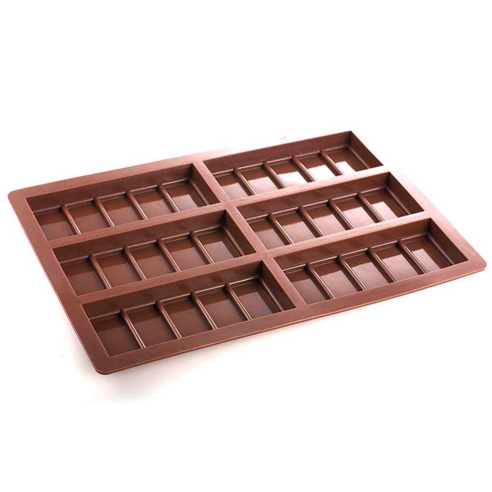 Silicone Moulds Chocolate Bar Sweet Moulds Candy Moulds Jelly Moulds Rectangle Baking Silicon Bakeware Mold Shape Soap Wax Melts Flexible Baking Mould (6 Cell 5 Section) 6 Cell 5 Section