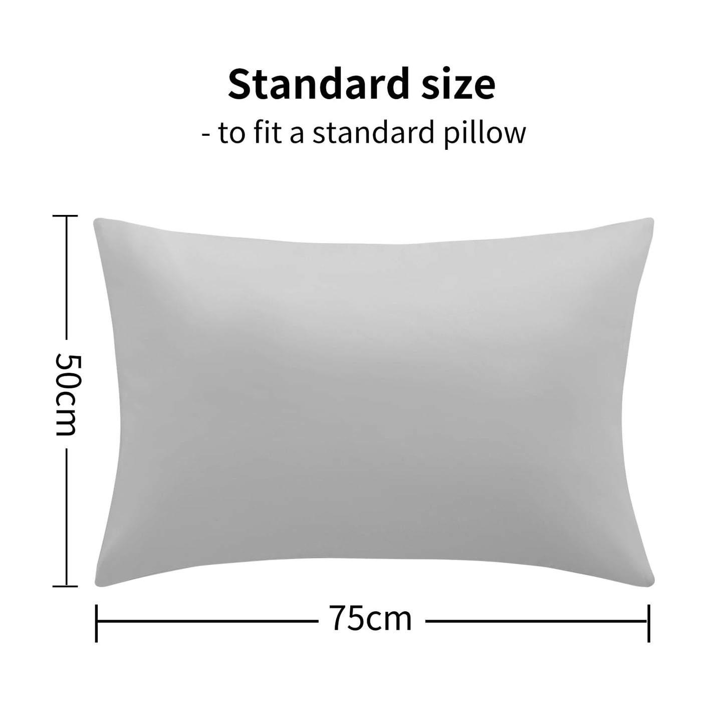 RUIKASI Housewife Pillowcases 2 Pack - Light Grey Standard 50x75 cm Pillow Cases Set of 2 with Envelope Closure, Pair of Microfiber Plain Pillow Cover, Soft and Wrinkle-free