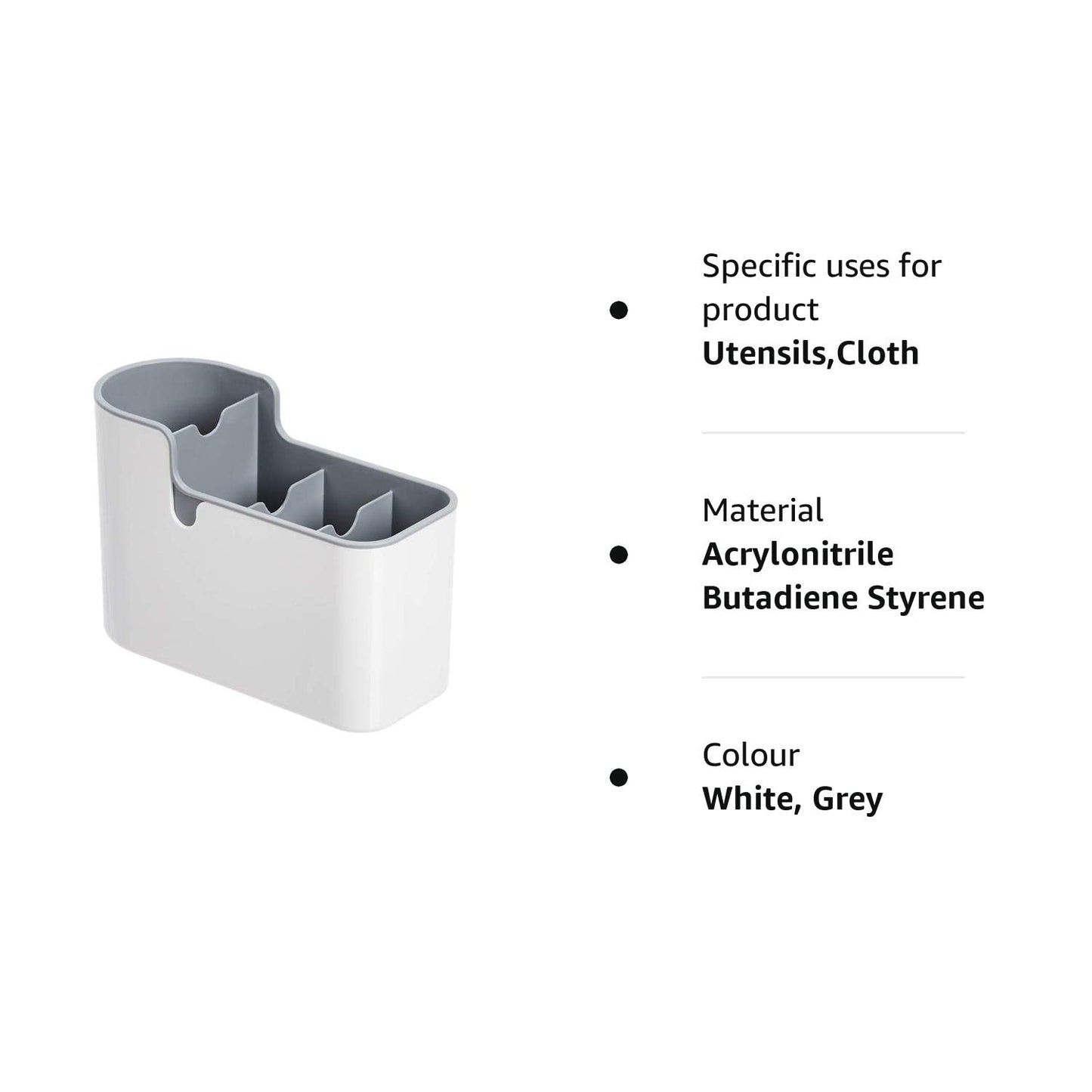 Amazon Basics Countertop & Wall Organization for Utensils, White/Grey