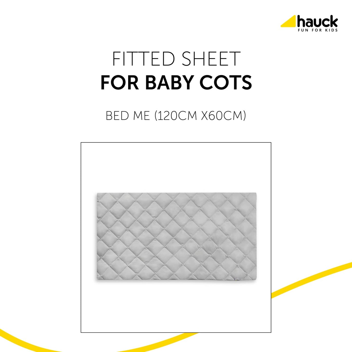 Hauck Bed Me Mattress Sheet & Protector, White - 120cm x 60cm Universal Fitting for Travel Cots and Beds, Soft Fitted Sheets, Machine Washable White Sheet