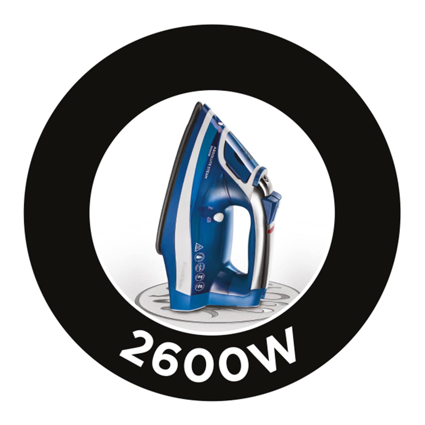 Russell Hobbs Absolute Steam Iron, Ceramic soleplate, Even Steam design, 150g Steam Shot, 30g Continuous steam, 320ml Water Tank, Self-clean & Anti-calc function, 3m Cord, Auto Shut Off, 2600W, 25900