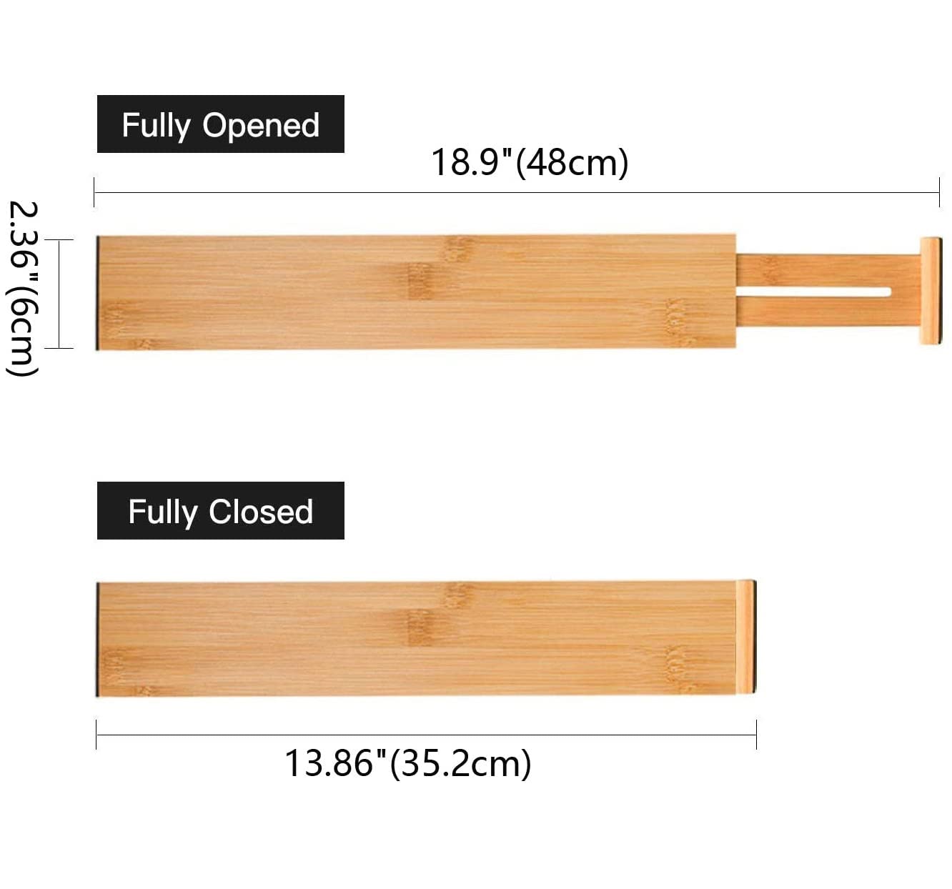 Utoplike 4pcs Bamboo Drawer Dividers, Adjustable Organisers, Spring Loaded Kitchen Utensil Organiser, Cultery Trays Organisers for Clothes, Bathroom, Baby Drawer, Tools Small Natural