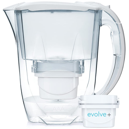 Aqua Optima Oria Water Filter Jug & 1 x 30 Day Evolve+ Filter Cartridge, 2.8 Litre Capacity, for Reduction of Microplastics, Chlorine, Limescale and Impurities, Oria & 1 Filter