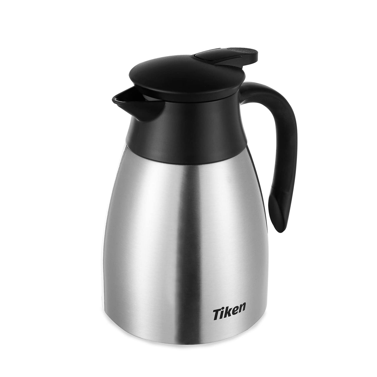 Tiken 1L Thermal Coffee Carafe Jug, Stainless Steel Insulated Vacuum Coffee Pot Flask for Tea Hot and Cold Drinks Silver 1.0L