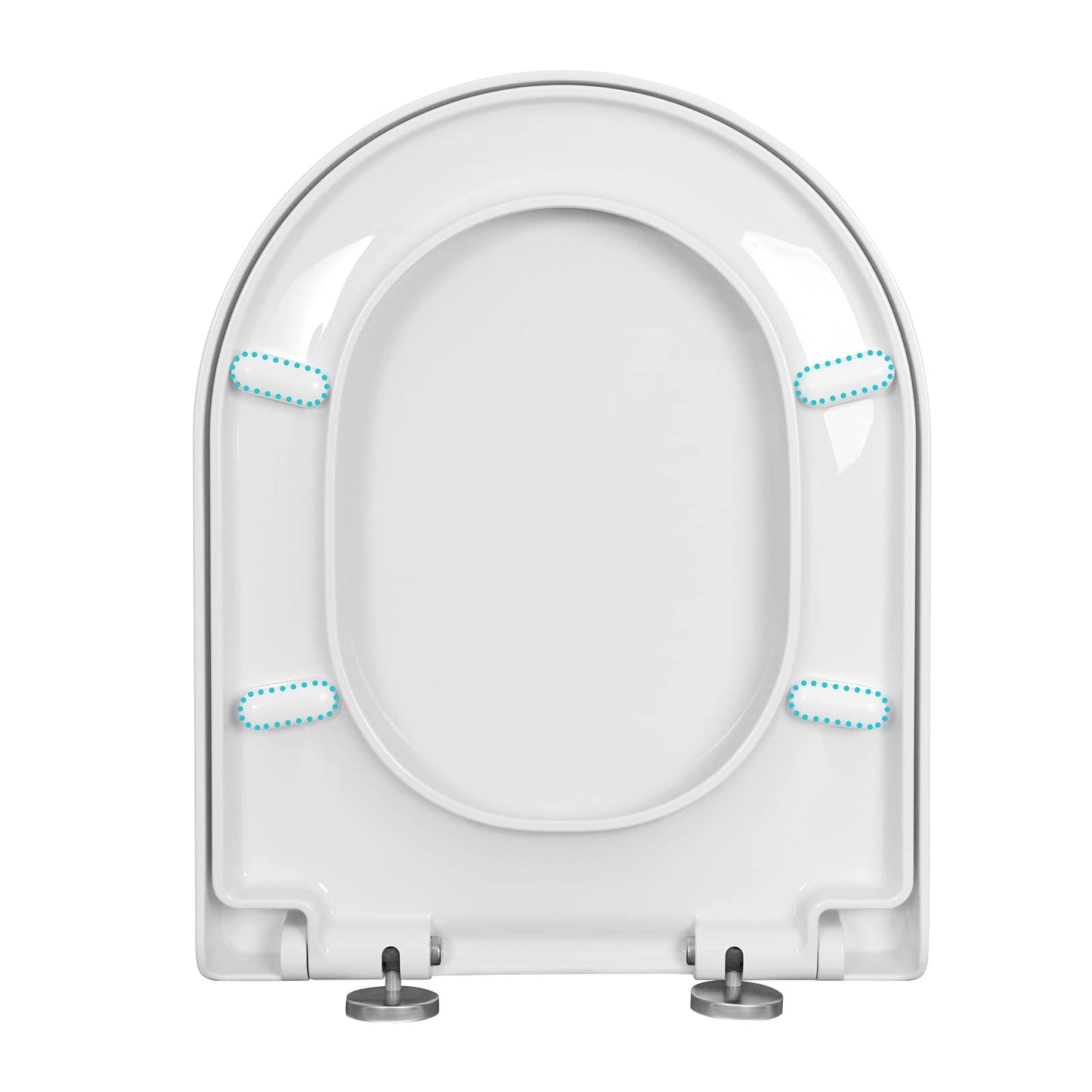 WOLTU D Shape White Toilet Seat, Soft Close Adjustable Hinge Quick Release Top Fixed Toilet Seat Cover Bathroom Lid WS2544