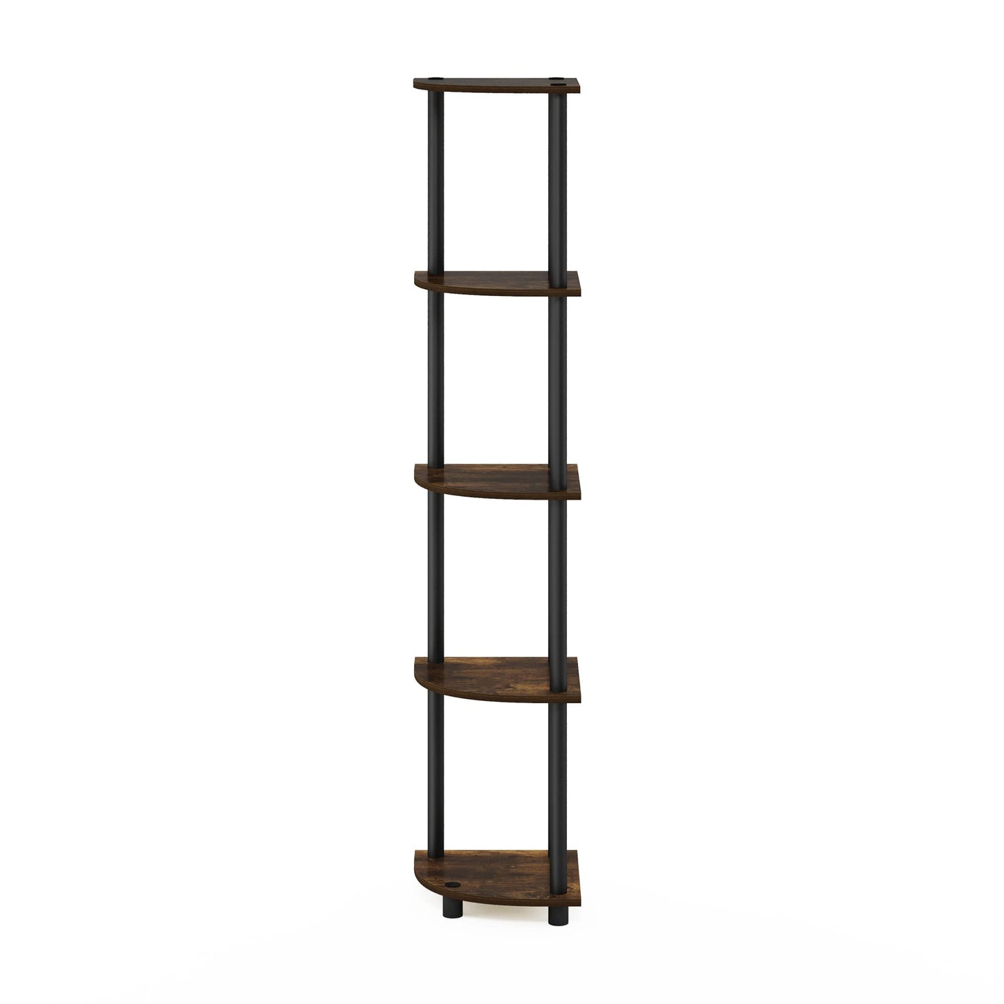 Furinno Turn-N-Tube 5 Tier Corner Display Rack Multipurpose Shelving Unit, Amber Pine/Black 5-Tier