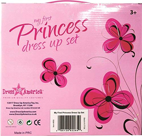 Dress Up America My Princess Dress Up Shoes Set for Kids- Crown for Girls, 3 Shoe Pairs,Earrings,Necklace - Little Girl and Toddler Role-Play Gift Set