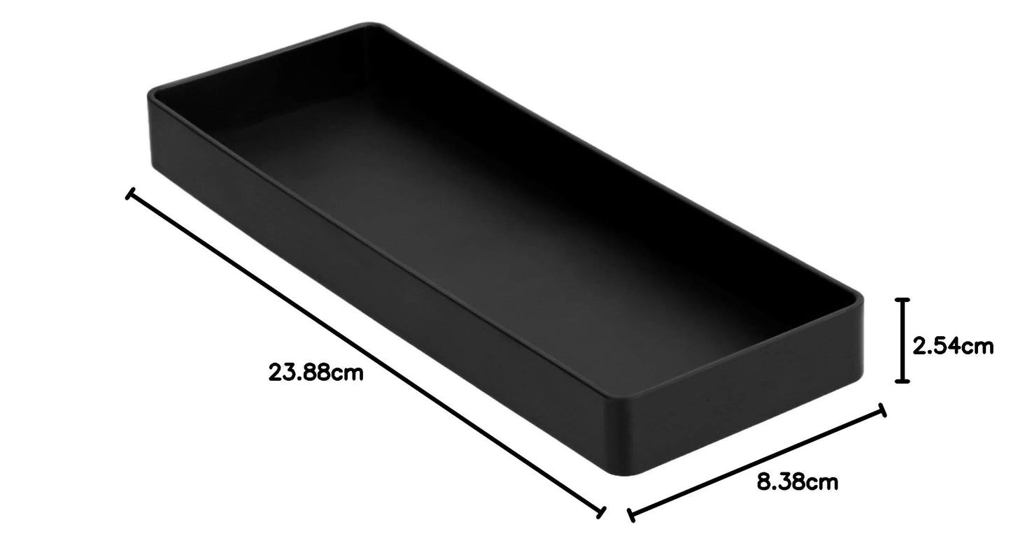 Amazon Basics Rectangular Plastic Organizer, Half Accessory Tray, Black