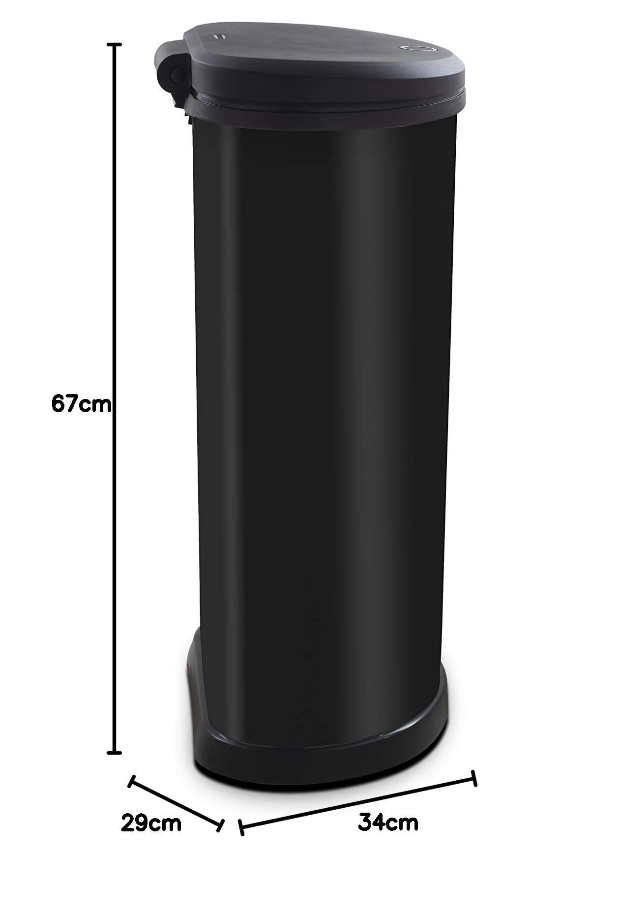 Curver Metal Effect 70% Recycled Kitchen One Touch Deco Bin, Black, 40 Litre Single