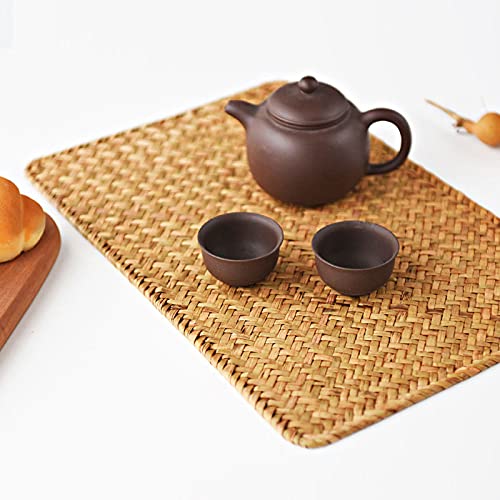 6 Pack, Rectangular Woven Rattan Placemats, Natural Seagrass Table Mats for Dinner Table (43 x 30 cm) Set of 6