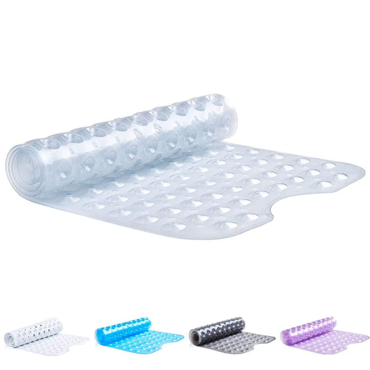 TranquilBeauty Non-Slip Bath Mat with Suction Cups | Clear 100x40cm/40x16in Extra Long Bathtub Mats | Anti-Mould, Machine-Washable, Latex-Free | Shower Mat Ideal for Elderly & Children Extra Long 100x40cm