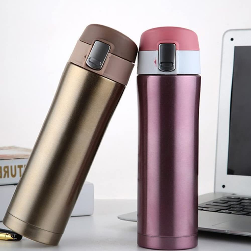 FAPPEN Double Walled Vacuum Flask Thermo, 500ml Stainless Steel Insulated Water Bottle, Flask for Hot and Cold Drinks, Travel Coffee Mug, Sports Water Bottle, Drinks Cup (Pink) Pink