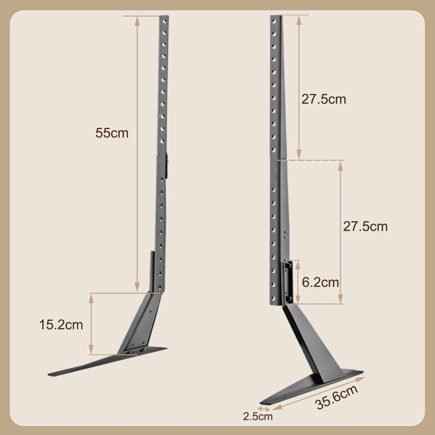 Suptek Universal TV Stand 65 inch, Metal TV Legs for 20-65 inch LCD/LED/OLED/Plasma Flat&Curved Screen TV Height Adjustment with VESA 75x75mm to 800x500mm Max 50kgs/110lbs TV Feet