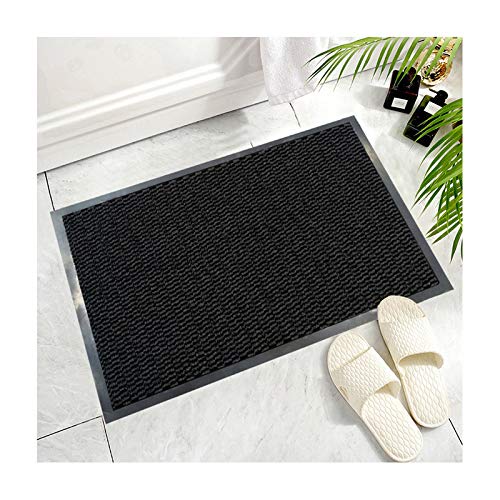 Bear & Panda - Dirt Trapper Door Mat - Indoor/Outdoor non-slip Washable Barrier Door Mat, Heavy Duty Entrance Rug Shoes Scraper, Super Absorbent Front Doormat Carpet (Black, 90 x 150 cm) Black