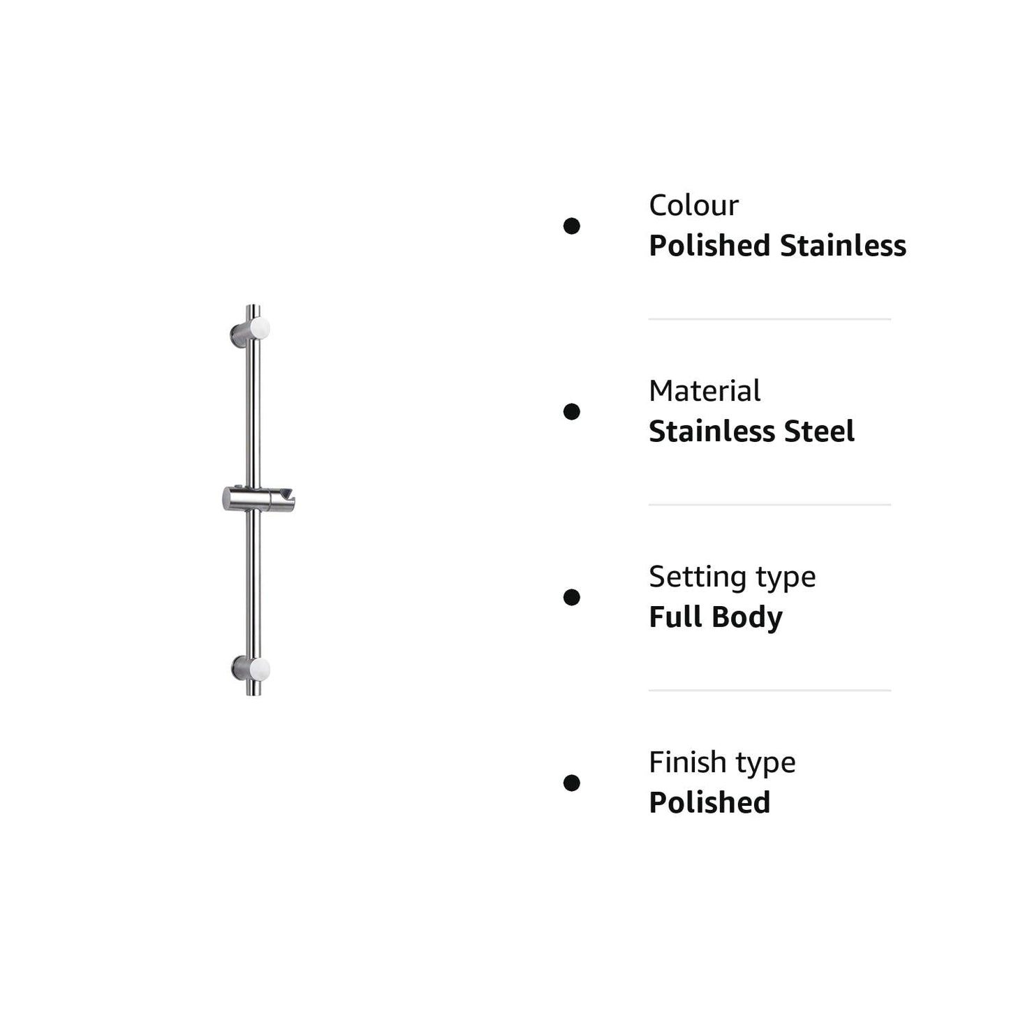 Drenky Shower Riser Rail, Shower Slider Rail 304 Stainless Steel Shower Rail with Adjustable Shower Holder Bracket Shower Slide Bar, Polished Stainless Surface 660mm Total Height [Energy Class A++] 660 mm