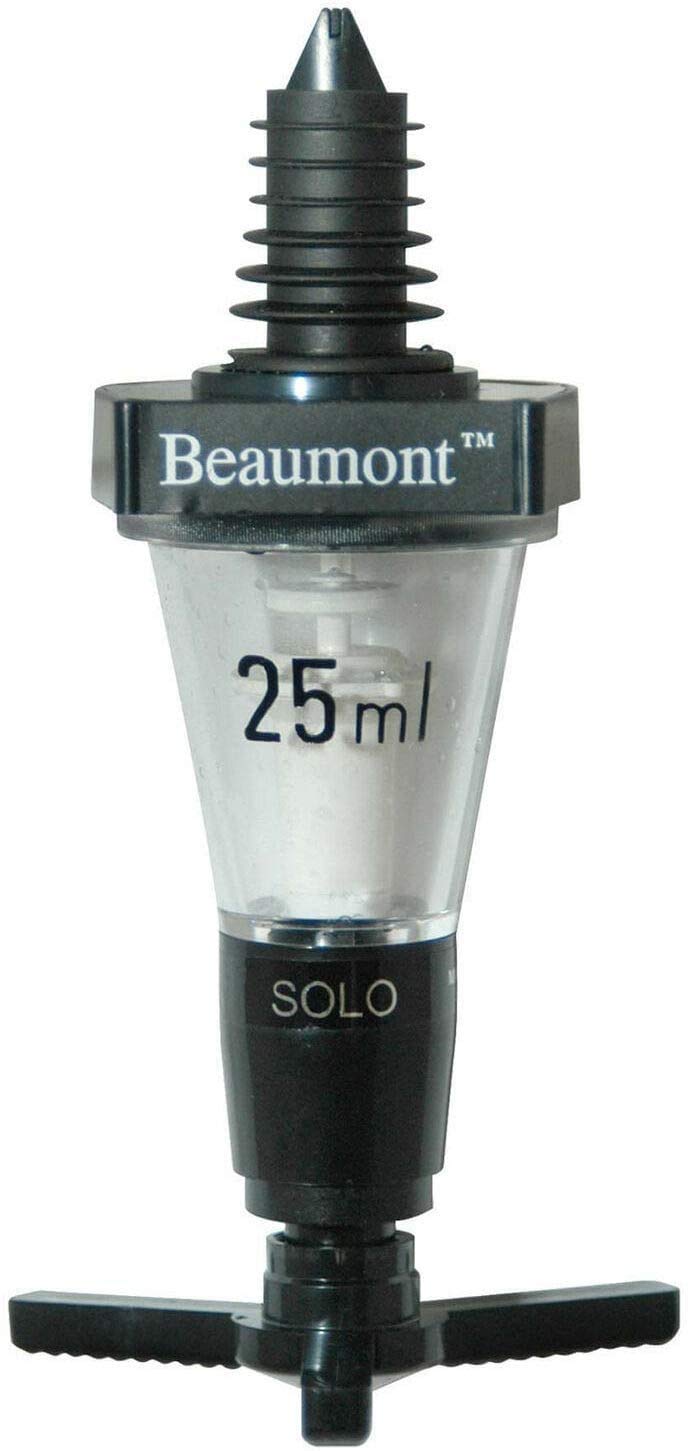 4 Bottle Wall Fixing Bottle Bracket & 4 x 25ml Beaumont Solo Optic Spirit Measure Set by Beaumont