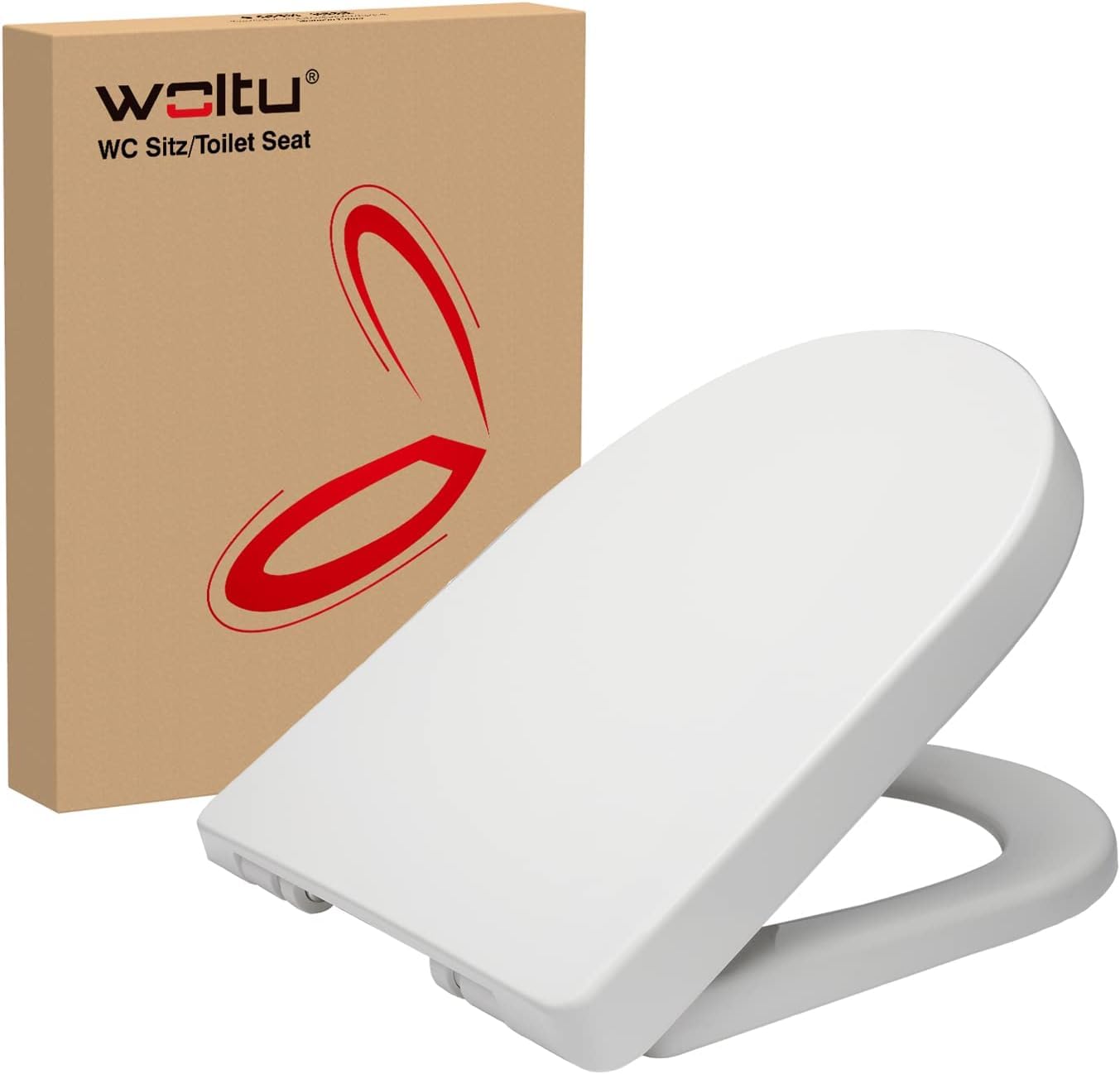 WOLTU D Shape White Toilet Seat, Soft Close Adjustable Hinge Quick Release Top Fixed Toilet Seat Cover Bathroom Lid WS2544