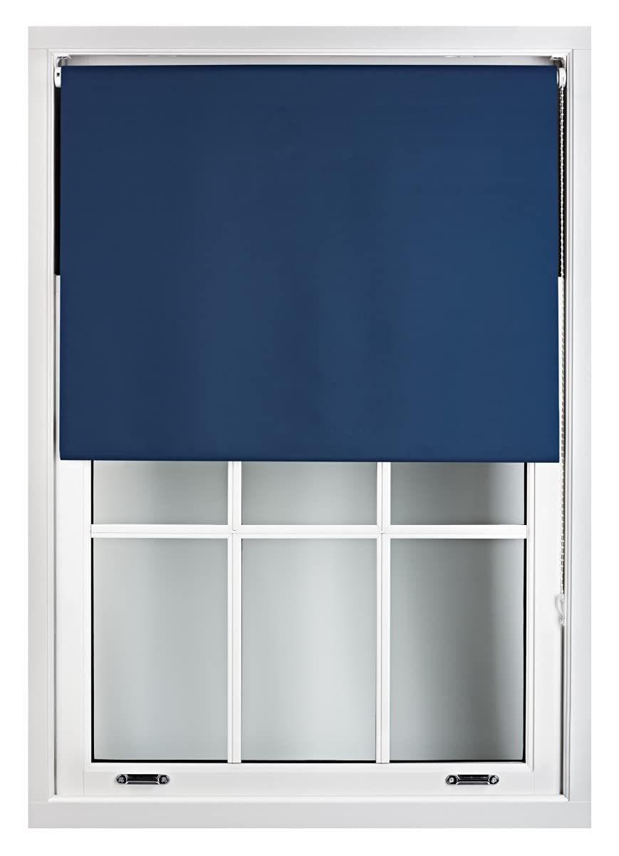 FURNISHED Roller Blinds Thermal Blackout Roller Blind - Trimmable Insulated UV Protection Child Safe Easy Fit Home Office Window Blinds, Navy Blue, 60cm x 165cm 60cm x 165cm (23.6" x 65")