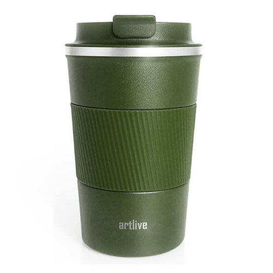 Artlive Travel Mug, Coffee Cup Insulated & Reusable Travel Cup - Thermal Stainless Steel Eco-Friendly with Leakproof Lid - Hot & Cold Coffee Mug (GreenGrip) Greengrip