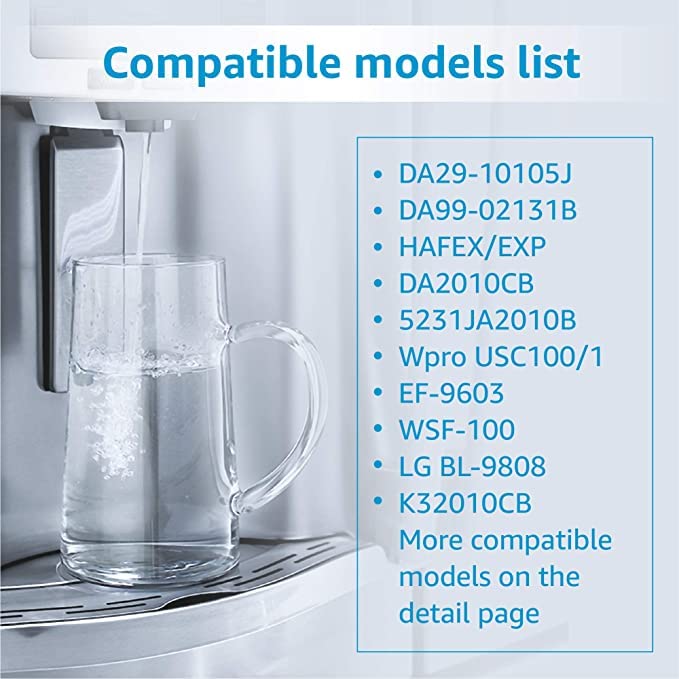 AQUA CREST DA29-10105J Water Filter Replacement for Samsung® Fridge Water Filter, DA99-02131B, HAFEX/EXP, DA2010CB, NSF Certified Fridge Freezer Water Filter (4) 4 Count (Pack of 1)