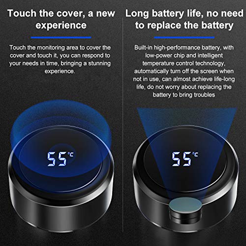 Homealexa 500ml Coffee Cups Travel Mugs, Water Bottle Vacuum Insulating Cup 304 Stainless Steel, Touch Screen Temperature Gauge, Smart Mug for Heat and Cold Black