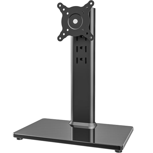 Single LCD Computer Monitor Free-Standing Desk Stand Riser for 13 inch to 32 inch Screen with Swivel, Height Adjustable, Rotation, Holds One (1) Screen up to 35kgs 1 PACK