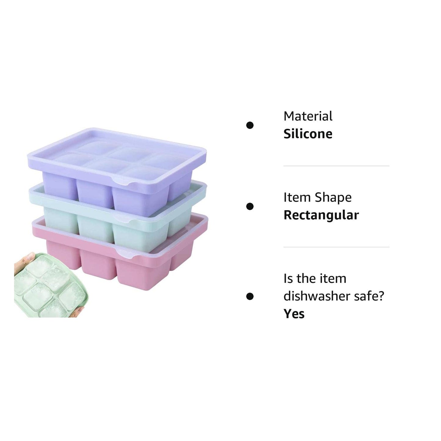 Theuwnee® 3Pcs Ice Cube Tray, Easy-Release Silicone Large Ice Moulds with Removeable Lids, Perfect for Chilled Drinks, Freezer, Baby Food, Whiskey and Cocktail, LFGB Certified and BPA Free Pink