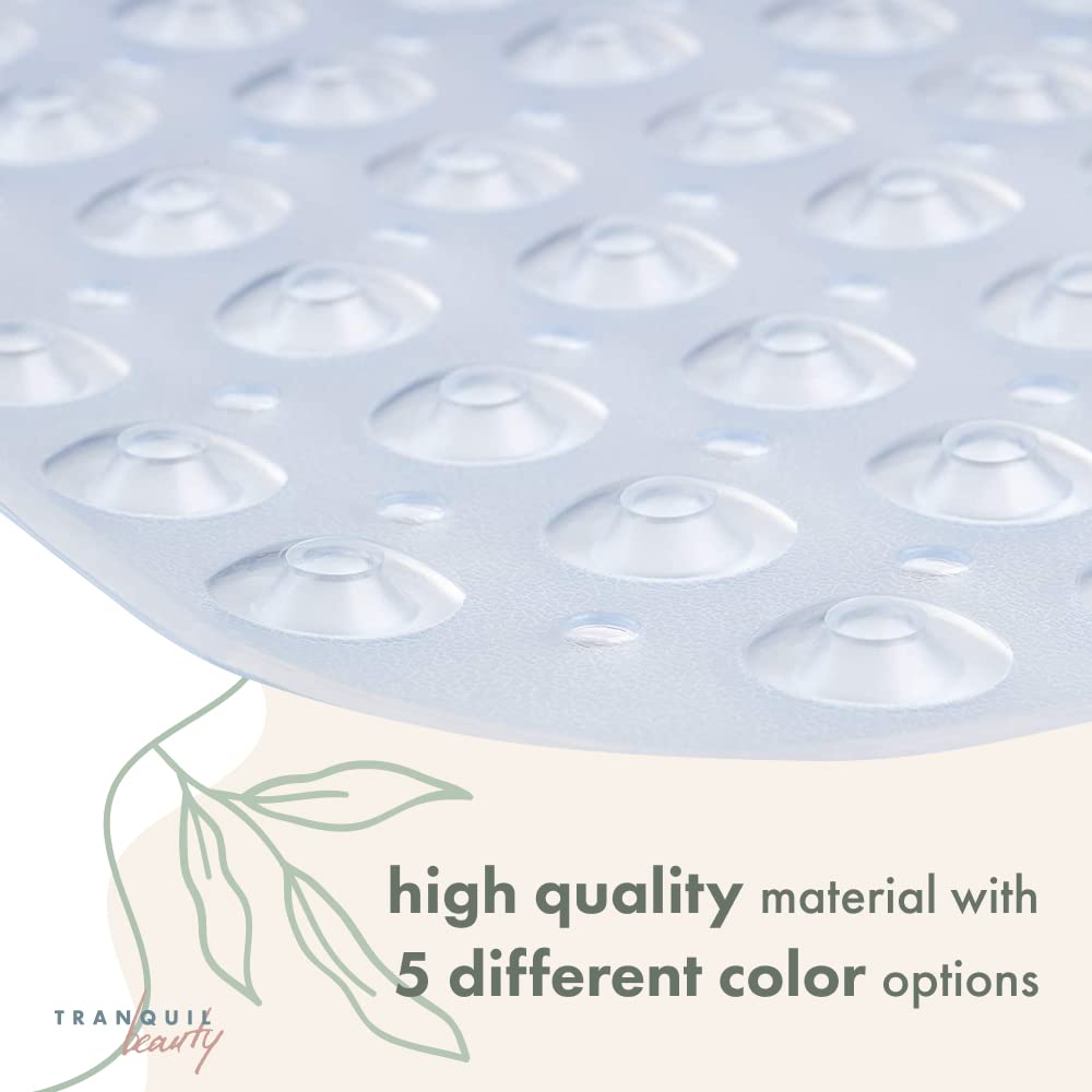 TranquilBeauty Non-Slip Bath Mat with Suction Cups | Clear 100x40cm/40x16in Extra Long Bathtub Mats | Anti-Mould, Machine-Washable, Latex-Free | Shower Mat Ideal for Elderly & Children Extra Long 100x40cm