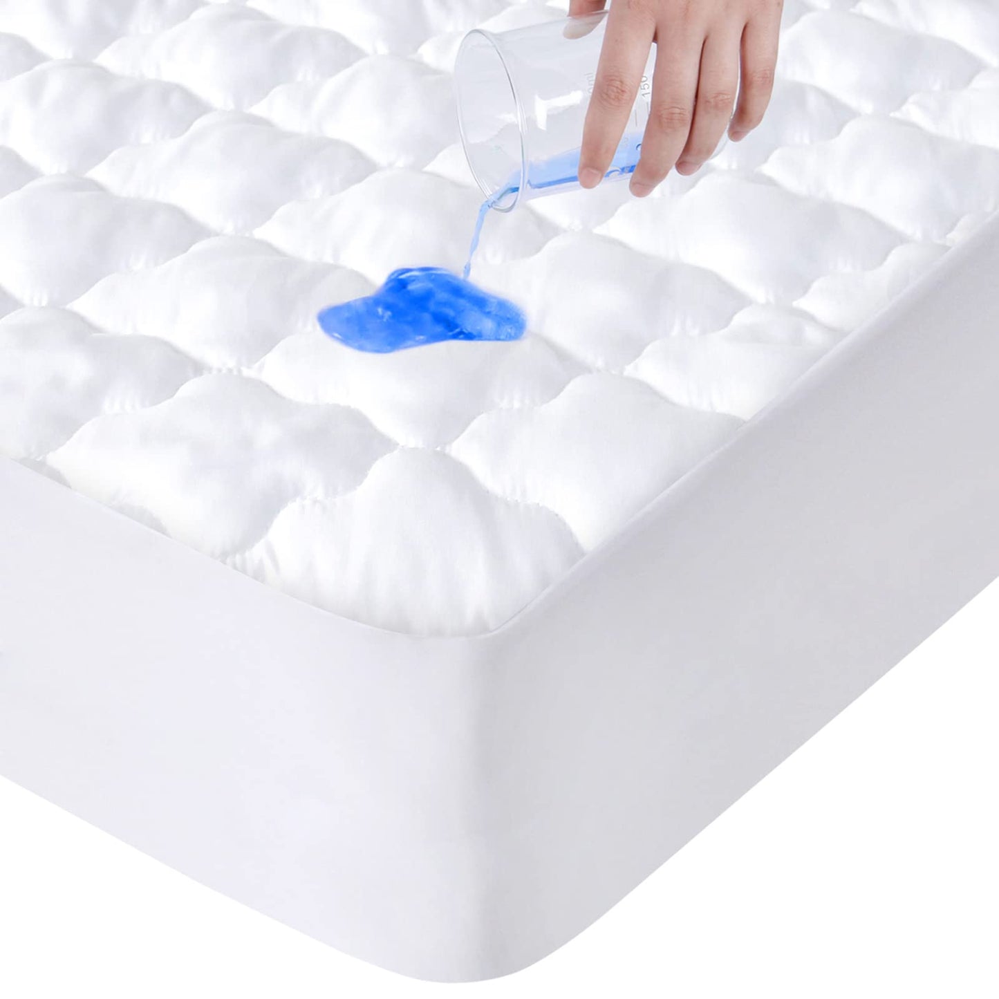 SPRINGSPIRIT Super King Mattress Protectors, 35cm Extra Deep Skirt Waterproof Mattress Cover, 4 Layers Quilted Mattress Pad, Ultra Soft, 180 x 200cm Super king 180x200cm