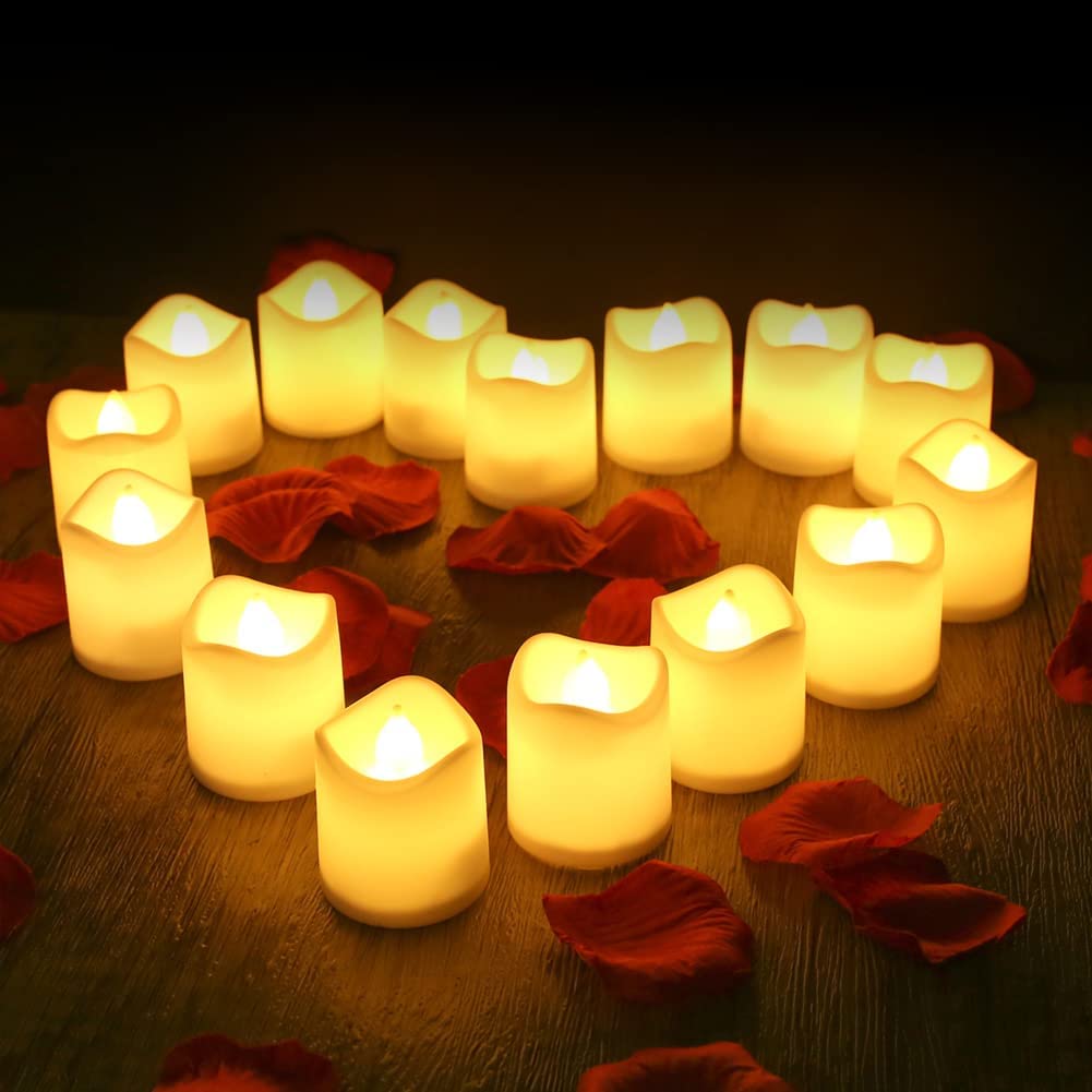 Yeahmart Pack of 12 Realistic and Bright Led Candle Lights, Battery Operated LED Tealights, Flameless Tea Lights with Warm White Bulb Light for Wedding, Table, Gift, Outdoor 12 Pack