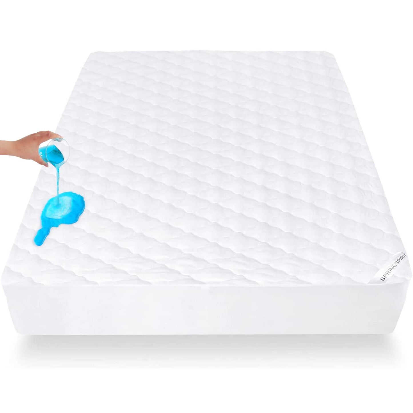 SPRINGSPIRIT Super King Mattress Protectors, 35cm Extra Deep Skirt Waterproof Mattress Cover, 4 Layers Quilted Mattress Pad, Ultra Soft, 180 x 200cm Super king 180x200cm