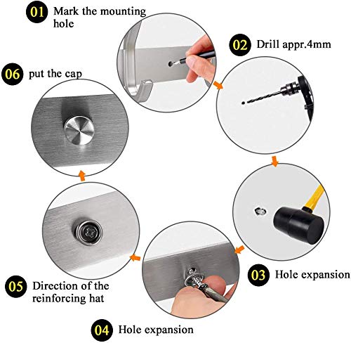 Dripex Coat Hook Rack Wall Mounted 304 Stainless Steel Hanger Heavy Duty Clothes Hat Holder (8 Hooks) 8 Hooks